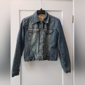 ICHI European size medium women's fur lined jean jacket